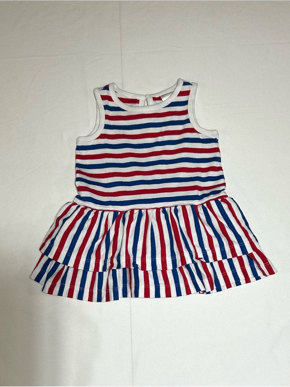 Hanna Andersson Girls 12-18 Months 75cm Red White Blue Striped Sleeveless Dress